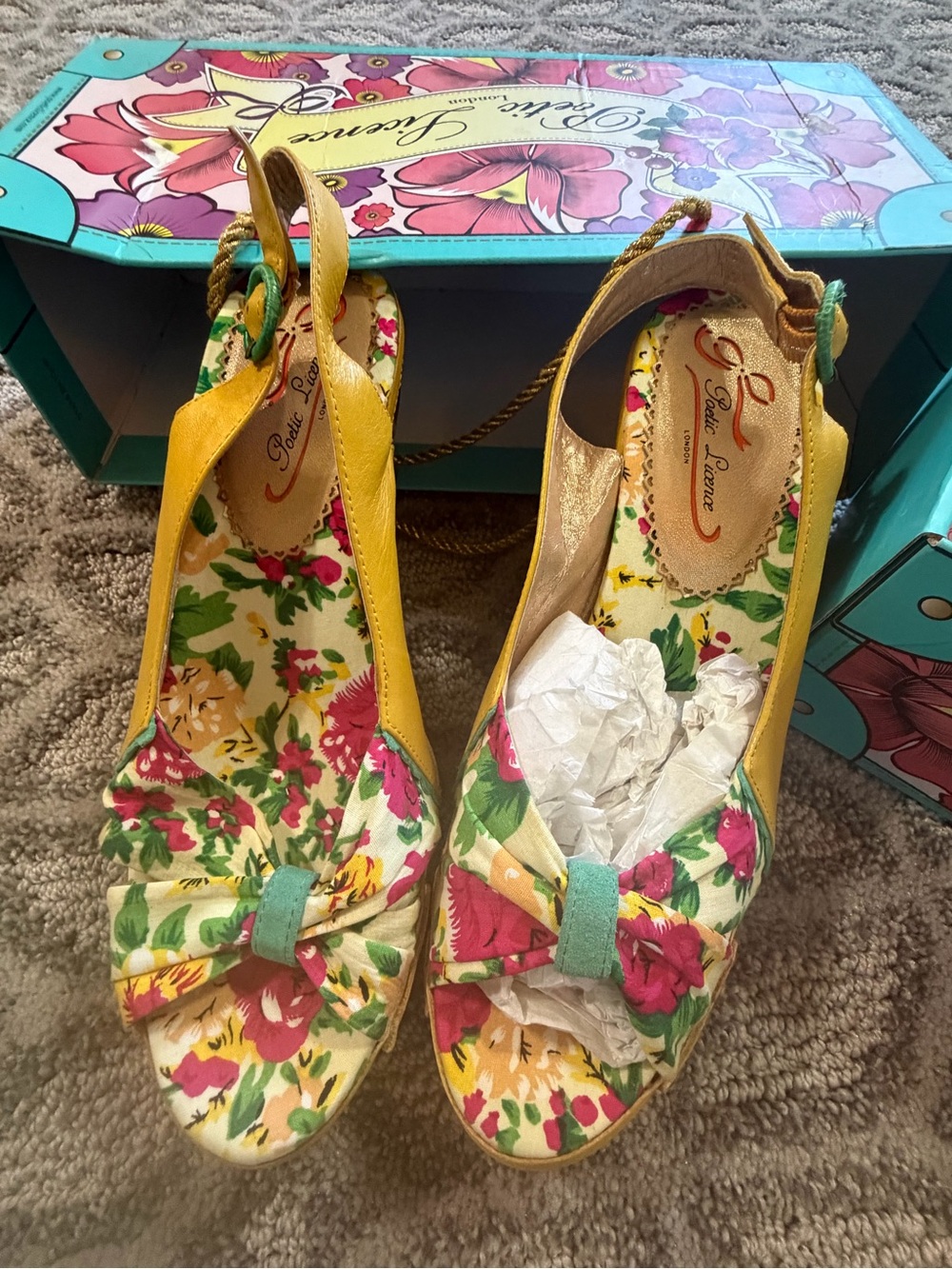 Poetic License Yellow Studded Platform Wedges with Sculpted Detailing